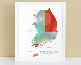 Cartel de impresión de mapas de Corea del Sur