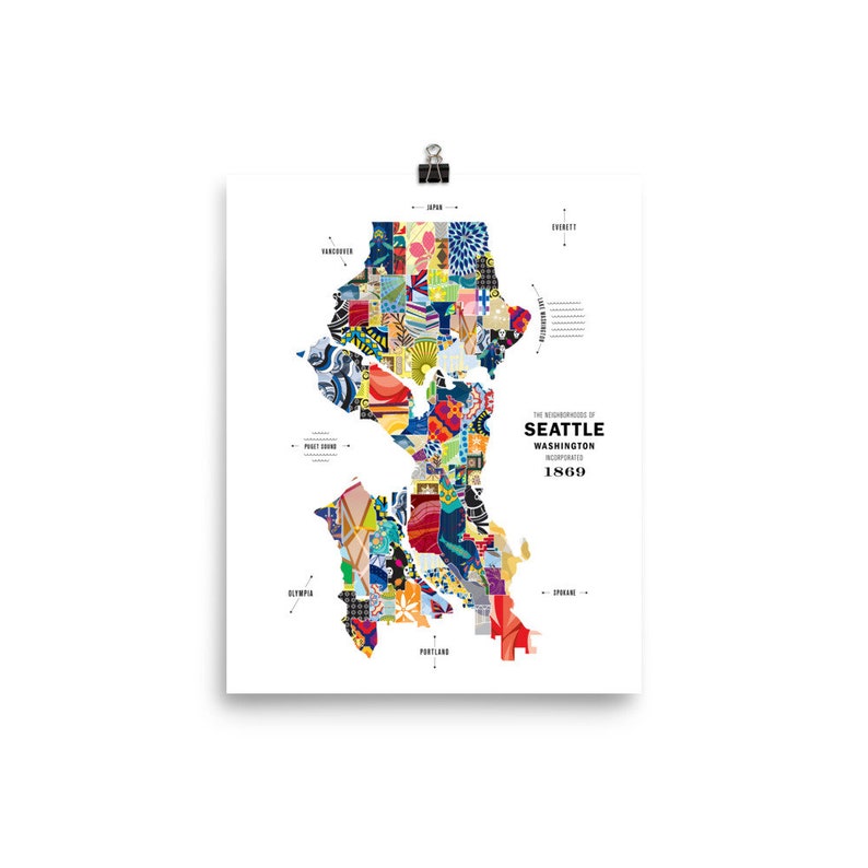 Seattle, Washington City Map Print Poster image 1