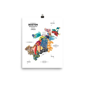 Boston, Massachusetts City Map Print Travel Poster