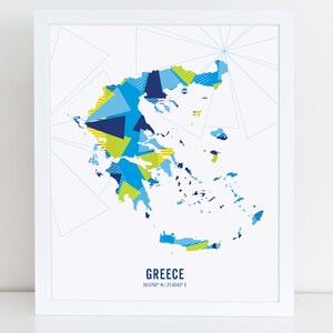 Griechenland Karte Reise Poster