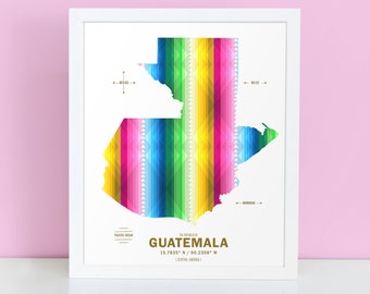 Cartel de impresión de mapa de Guatemala
