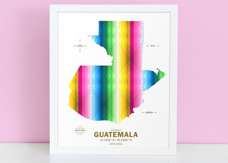 Cartel de impresión de mapa de Guatemala imagen 1