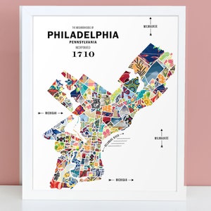 Poster di viaggio con stampa mappa di Filadelfia e Pennsylvania City
