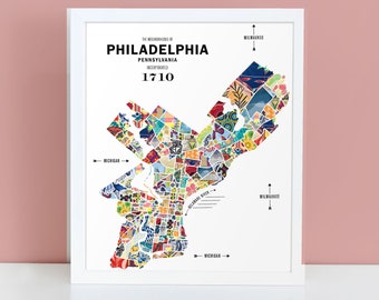 Philadelphia, Pennsylvania City Map Print Travel Poster