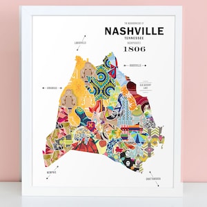 Nashville, Tennessee City Map Print Travel Poster