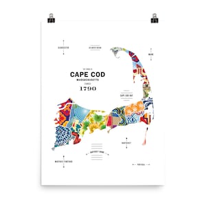 Cape Cod, Massachusetts Karte Print Reiseposter