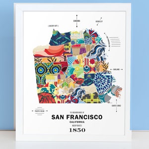 サンフランシスコ、カリフォルニア州の都市地図プリント旅行ポスター