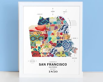 San Francisco, California City Map Print Travel Poster