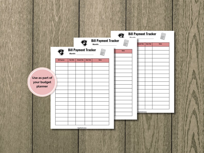 Printable Monthly Bill Payment Tracker Reusable Organizer Expense ...