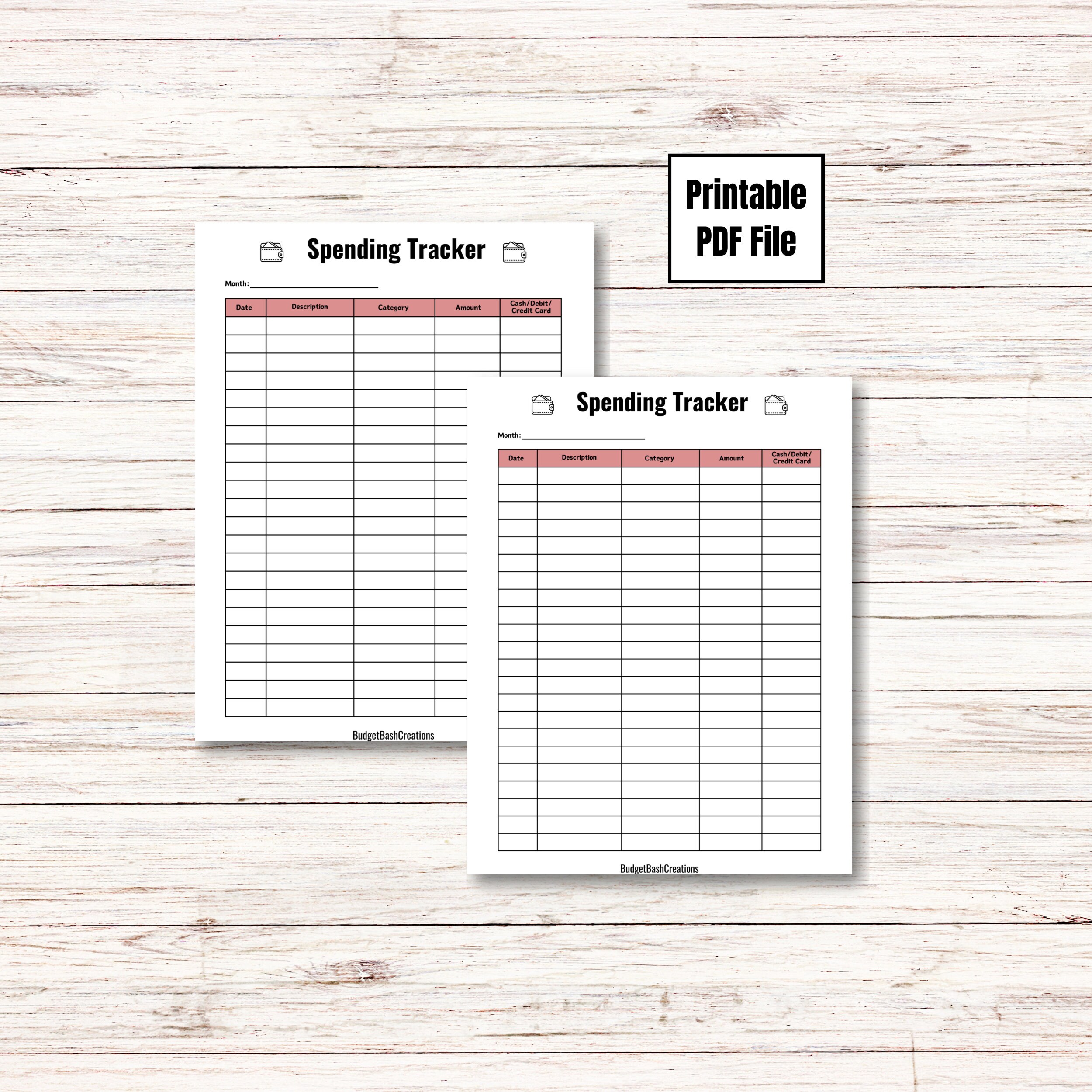 Spending Tracker Printable Money Organizer Expense Record Financial Log ...