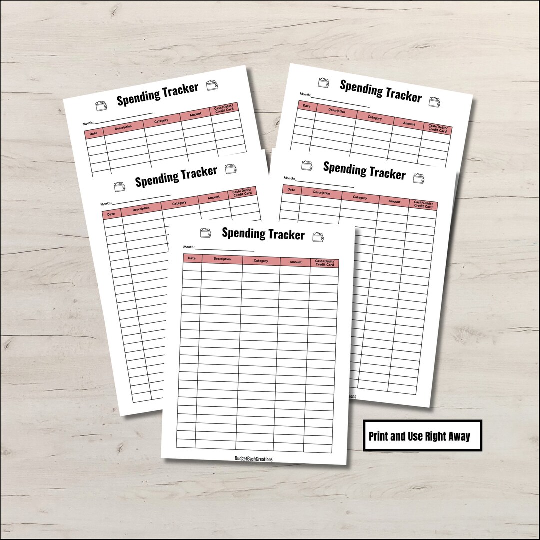 Spending Tracker Printable Money Organizer Expense Record Financial Log ...