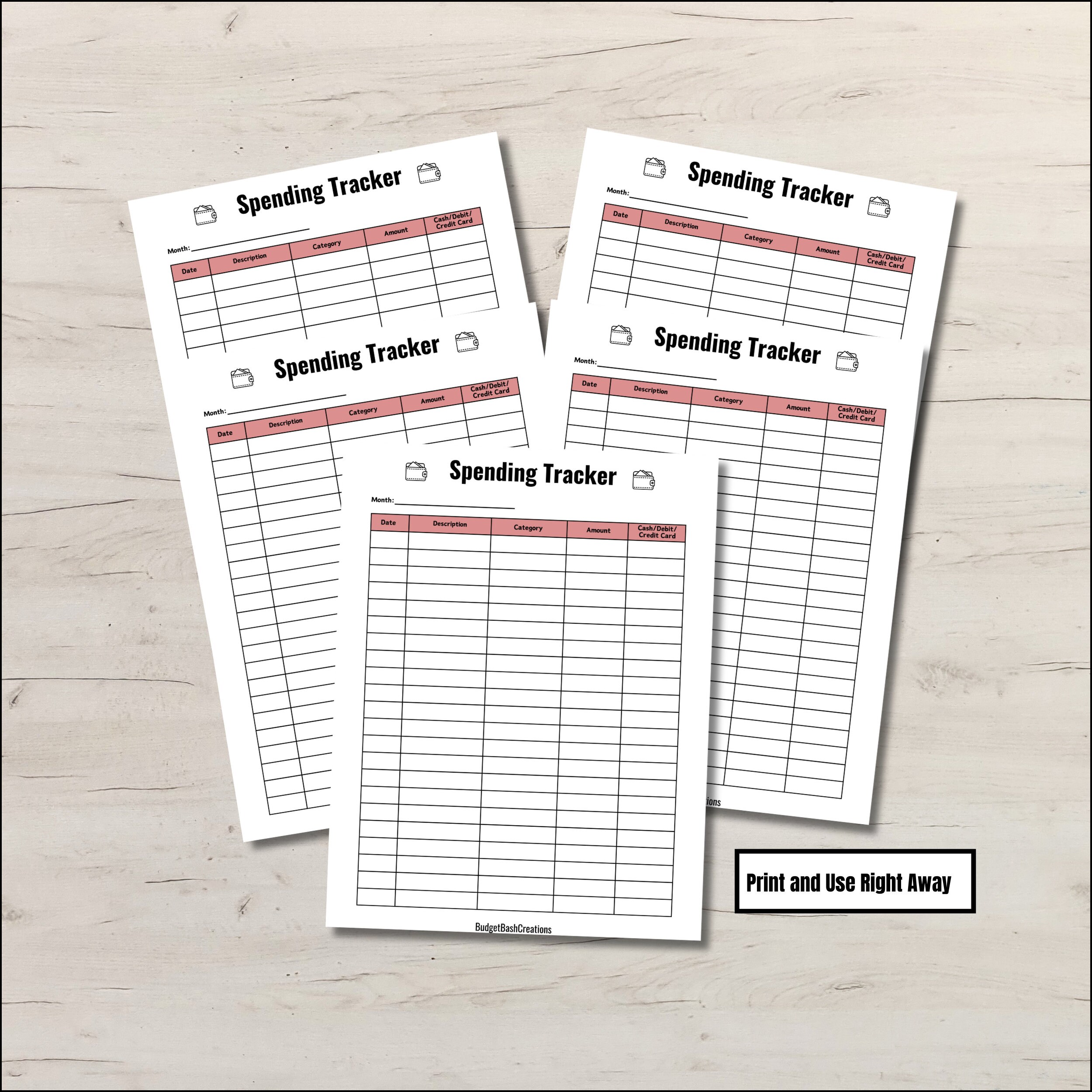 Spending Tracker Printable Money Organizer Expense Record Financial Log ...