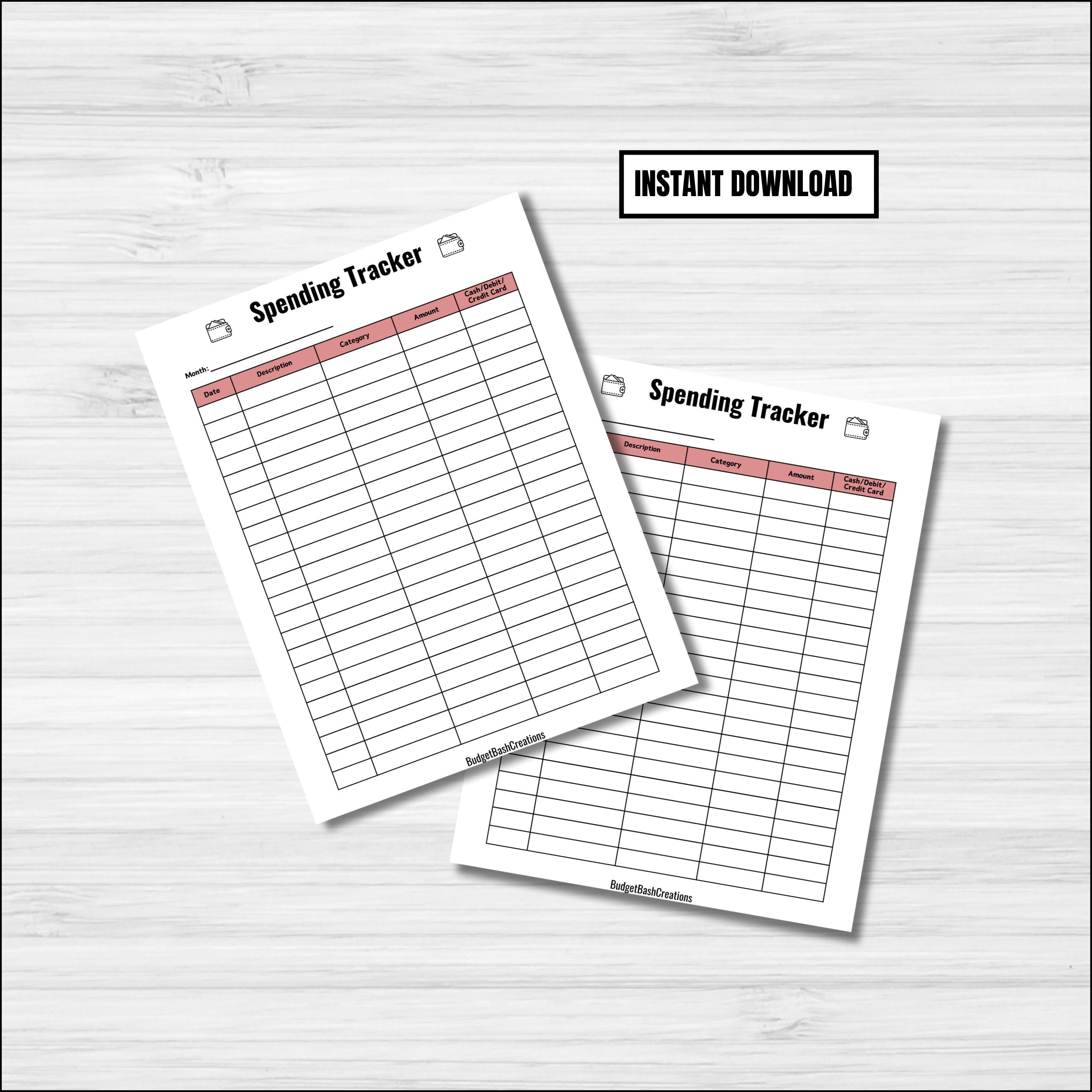 Spending Tracker Printable Money Organizer Expense Record Financial Log ...