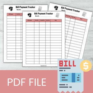 Printable Monthly Bill Payment Tracker Reusable Organizer Expense ...