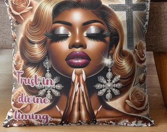 Afrocentric Christian Art: Black Woman Praying PNG (Digital Download)