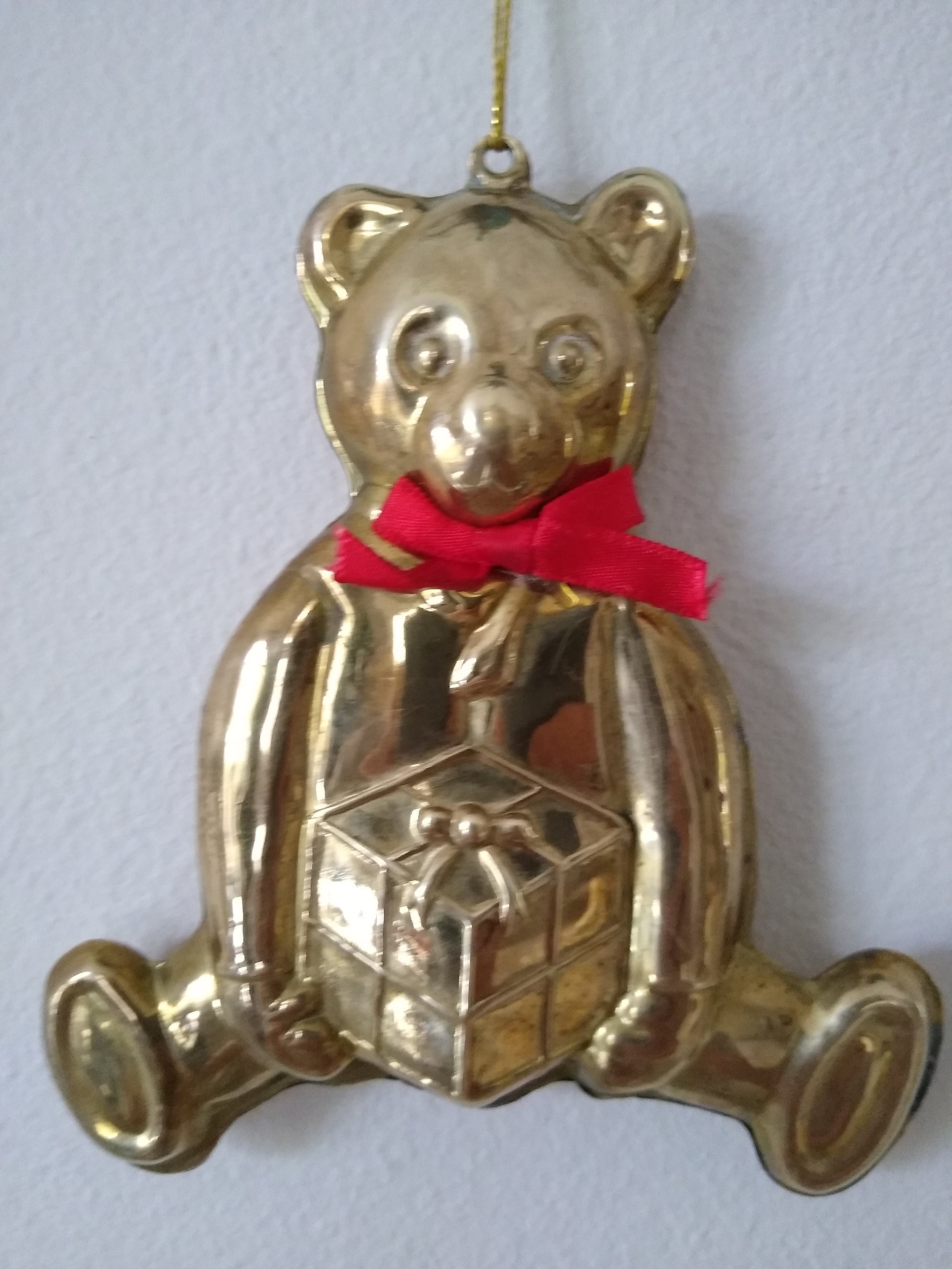 Brass Teddy Bear Ornament Holiday Decoration Christmas Etsy