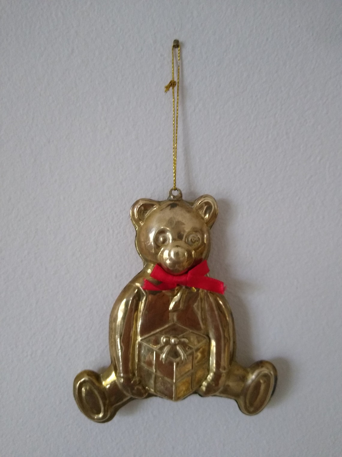 Brass Teddy Bear Ornament Holiday Decoration Christmas Etsy
