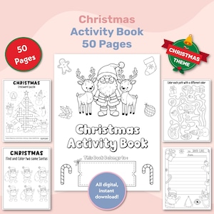 50 Printable Christmas Activities, Christmas Activity Bundle, Kids Activities, Christmas Coloring Pages, Fun Christmas Party Games for Kids