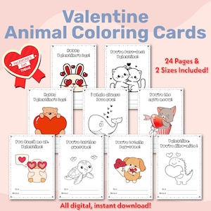 Cartões de colorir de animais para o Dia dos Namorados, cartões de dia dos namorados para crianças para imprimir, cartões de dia dos namorados, cartões de dia dos namorados para colorir para imprimir, cartões de sala de aula