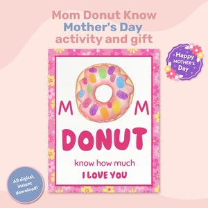 Donut Mothers Day Fingerprint Art Keepsake Card, Preschool And Kindergarten Kids Craft, Happy Mother&#39;s Day Gift, Fingerprint Craft For Mom