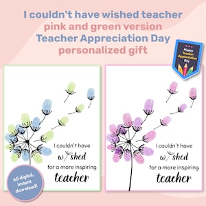 Teacher Appreciation Gift From Class, Keepsake Dandelion Fingerprint Art Craft, Thank You Teacher, End Of Year from Student for Teacher Gift