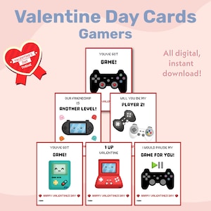 Videospiele Valentinstagskarten, druckbare Videospiel Valentinstagskarten, Valentinstagskarten für Kinder, Valentinstagskarten für Schule, Valentinstagskarten für Gamer