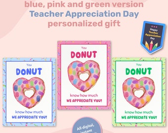 Donut Teacher Appreciation Fingerprint Keepsake, Teacher Appreciation Week Fingerprint Art, Thank You Teacher, End of Year Gift From Student