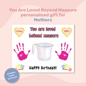 Happy Birthday Handprint Art, Birthday Card For Mom Grandma Aunt Teacher, Printable Birthday Handprint Card Keepsake Craft Gift from Kids