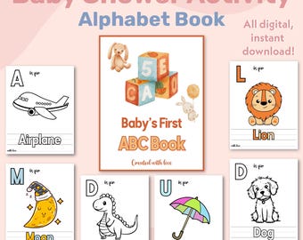 Baby Shower ABC Coloring Book, Baby's First ABC Book, Baby Alphabet Book, Baby Shower Keepsake Gift, Printable Baby Shower Game Activity PDF