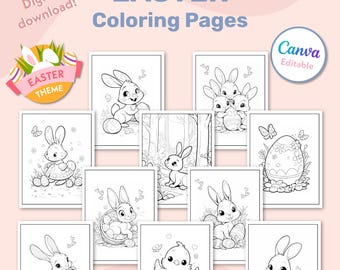 Páginas para colorear de Pascua, páginas para colorear de Pascua para niños, actividades de Pascua para niños imprimibles, páginas para colorear de conejos de Pascua, actividades para fiestas de Pascua