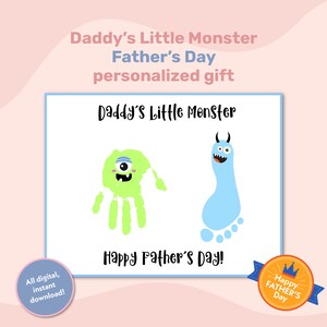 Vatertag Handabdruck Kunst Geschenk vom kleinen Monster, erste Vatertag Handabdruck Handwerk Erinnerungskarte, Vorschul- und Kindergartenkinder Handwerk