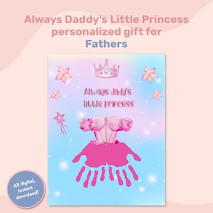 Little Princess Handprint Art, Fathers Day Card Keepsake Handprint Craft, Gift From Daughter For Daddy, Happy Father&#39;s Day, Greeting Card