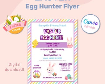 Editable Easter Egg Hunt Flyer, Church Community Fundraiser, Easter Fundraiser, Easter Egg Hunt Invitation for PTO, Printable Easter Flyer