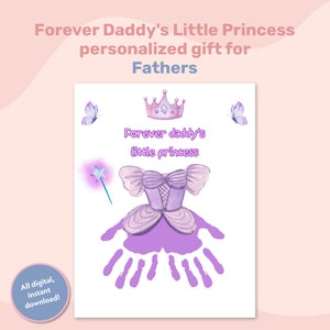 Little Princess Handprint Art, Fathers Day Card Keepsake Handprint Craft, Gift From Daughter For Daddy, First Fathers Day, Greeting Card