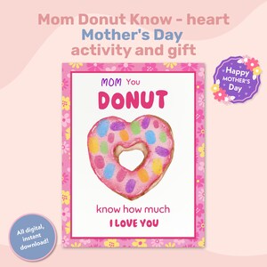 Donut Mothers Day Card Keepsake Fingerprint Art, Preschool Art, Crafts for Kids, Happy Mother&#39;s Day Gift for Mom Grandma, Fingerprint Craft