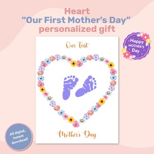 Erste Muttertagskarte, Baby Footprint Art-Andenken Geschenk für neue Mutter, 1. Muttertags-Andenken, Baby Kleinkind Fußabdruck Handwerk, New Mom Karte