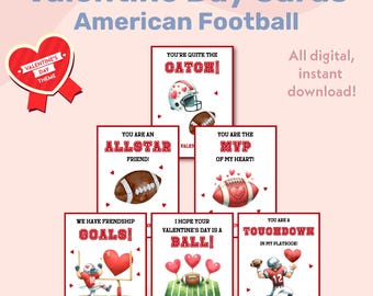 Tarjetas de San Valentín de fútbol, tarjetas de San Valentín deportivas imprimibles, tarjetas de San Valentín para niños, tarjetas de San Valentín para la clase, tarjetas de San Valentín para la escuela, descarga instantánea