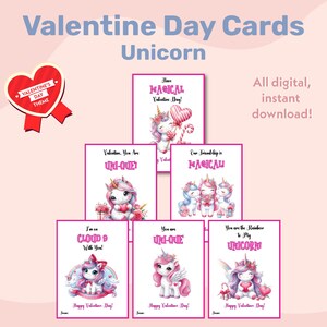 Einhorn Valentinstag Karten, druckbare magische Valentinstag Karten, Kinder Valentinstag Karten, Valentinstag Klasse, Valentinstag Schule, Sofort Download