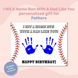 Happy Birthday Dad Andenken Handabdruck Kunst, Druckbare Baseball Handabdruck Fertigkeit, Papa Geburtstagskarte Geschenk, Vorschul und Kindergarten Kinder Basteln