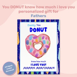 Donut cartão de impressão digital de feliz aniversário, arte de impressão digital, pai, avô, artesanato, presente de crianças, artesanato de arte pré-escolar para crianças, jardim de infância
