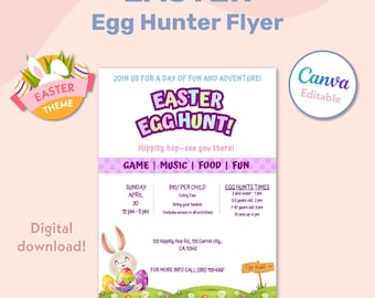 Editable Easter Egg Hunt Flyer, Church Community Fundraiser, Easter Fundraiser, Printable Easter Egg Hunt Invitation for PTO, Easter Flyer