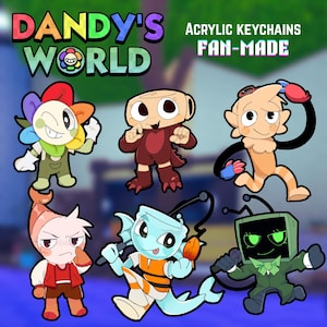 Dandy&#39;s World Epoxy Acrylic Charm Keychains | Dandy, Finn, Vee, Shrimpo, Goob, Shelly