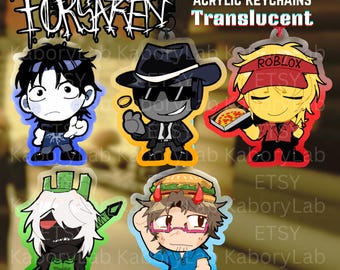 Llaveros translúcidos de Roblox Forsaken Chance Elliot 1x1x1x1 007n7 TwoTime
