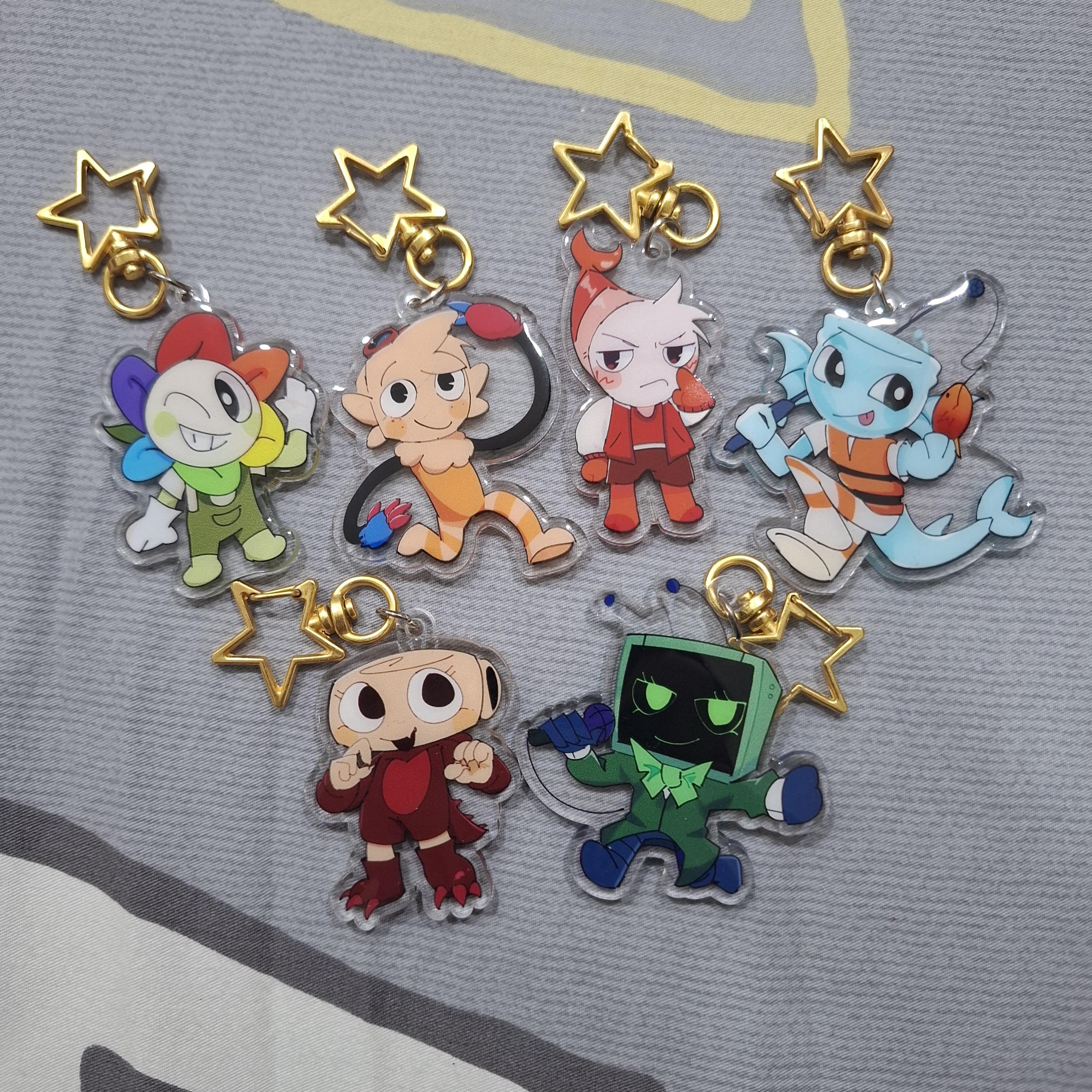 FLEXTHY World Of Dandys Keychain Game Figure Vee Goob Keyring Pendant Cute Chain Decor Dandy Worlds Merch Gifts 9 Pcs