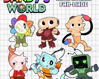 Llaveros con dijes de acrílico epoxi de Dandy's World / Dandy, Finn, Vee, Shrimpo, Goob, Shelly