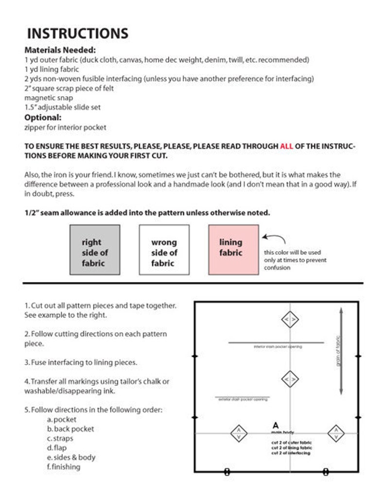 PDF MUSTER Nähen Umhängetasche Stil Muster: Buch Tasche, Satchel, Wickeltasche, Overnight Bag Weihnachtsgeschenk Bild 3