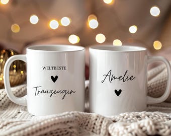 Weltbeste Trauzeugin Tasse, Willst du meine Trauzeugin sein, Dankeschön Trauzeugin, Trauzeugin fragen mit personalisierter Tasse
