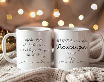Trauzeugin personalisierte Tasse, Willst du meine Trauzeugin sein, Trauzeugin Geschenk, Trauzeugin fragen Ideen, Brautjungfer fragen