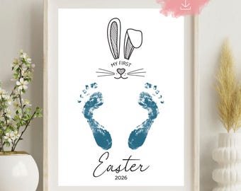 Babys erstes Ostern, Osterposter personalisiert, Mein erstes Ostern, Osterdeko, Ostergeschenk Baby, Fußabdruck Baby, ma première pâques 2026