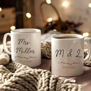 Geschenk zur Hochzeit, Verlobungsgeschenk, Mr und Mrs. Tasse, Personalisierbare Tasse, Weihnachtsgeschenk, Winterhochzeit